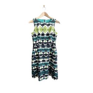 Vince Camuto Dress Fit and Flare Multi Colour Aztec Print Womens 6 Lined Pockets